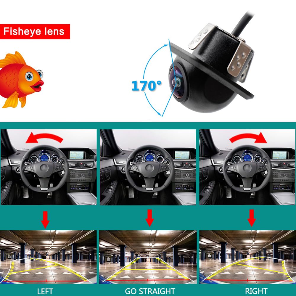Car Dome Fish Eye Moving Camera Backup Rearview Vehicle Automotive Parking HD Night Vision 170-degree Reversing Surveillance AHD Lane Departure Warning Road Safety Monitoring.