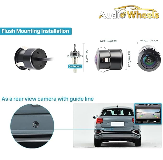 Fisheye Lens AHD 1080P Car Reverse Camera | Backup Camera - 170° Wide Angle, Night Vision, Water-Resistant - Compatible with Car Android Monitors and AHD/CVBS Switcher Camera