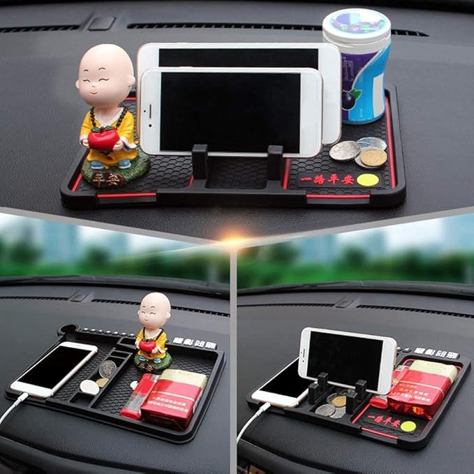 Multifunctional Car Anti-Slip Mat. Non Slip Sticky Anti Slide Dash Phone Holder. Mount Silicone Dashboard Car Pad Mat 4 IN 1