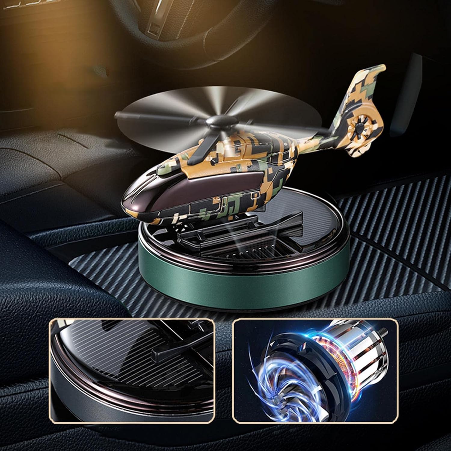 Helicopter military alloy Solar Car Air Freshener Car Freshener