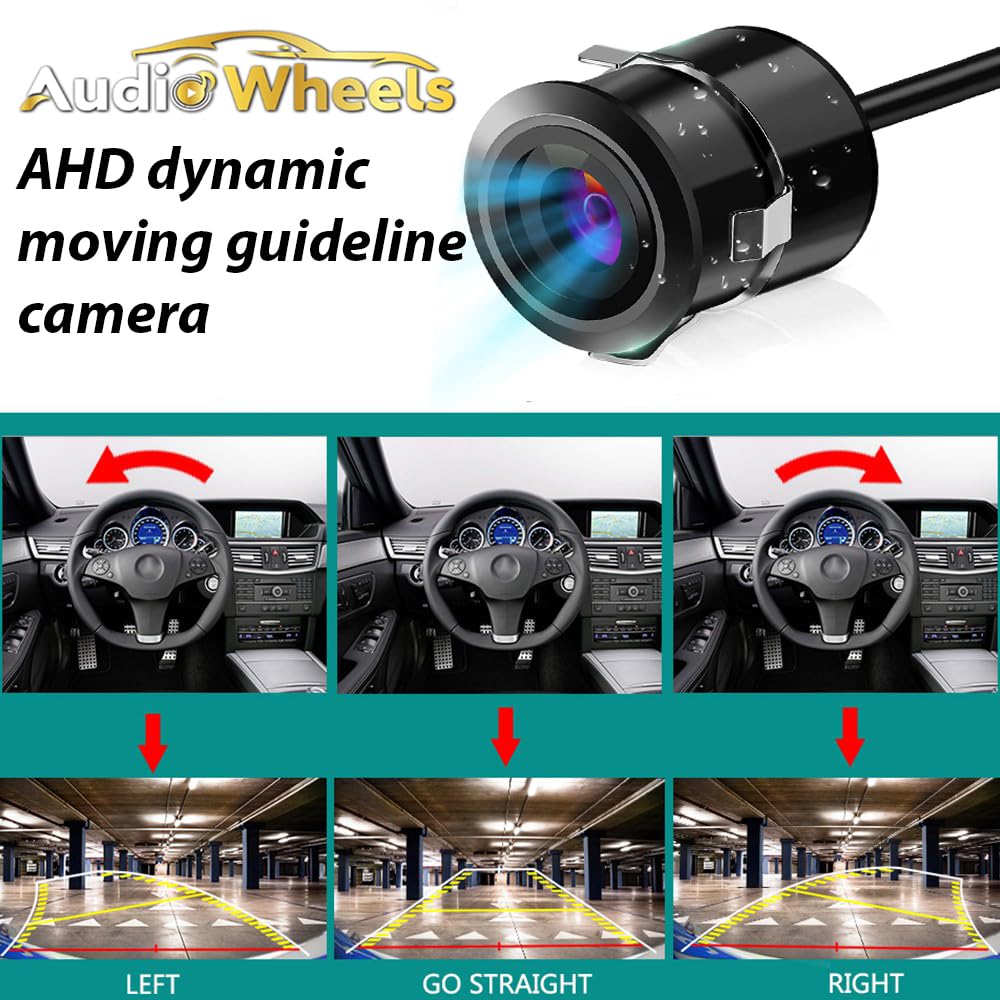 Car AHD Moving Path Guide Line with 170°Perfect View Angle Design Waterproof Parking Reverse Moving Path Guide Camera only for Car Android Monitors.