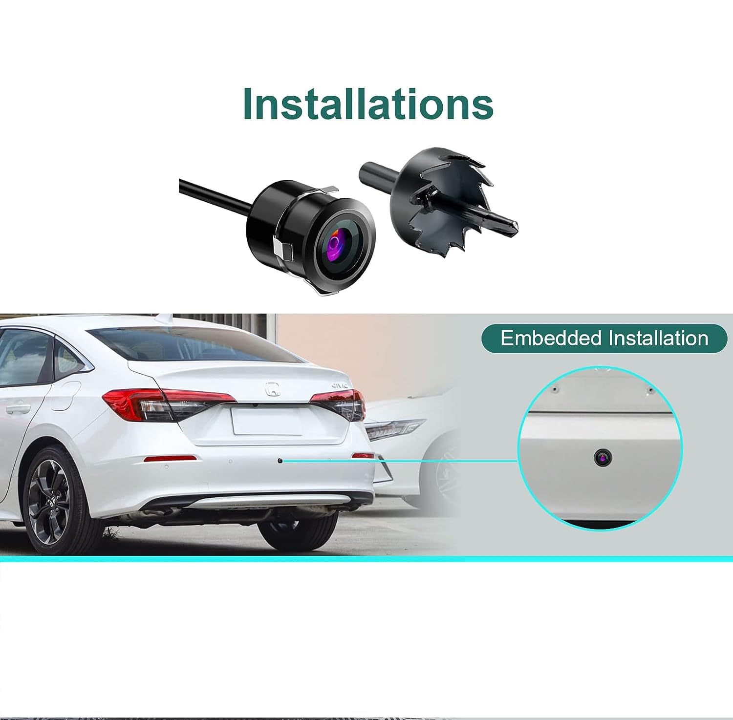Car AHD Moving Path Guide Line with 170°Perfect View Angle Design Waterproof Parking Reverse Moving Path Guide Camera only for Car Android Monitors.