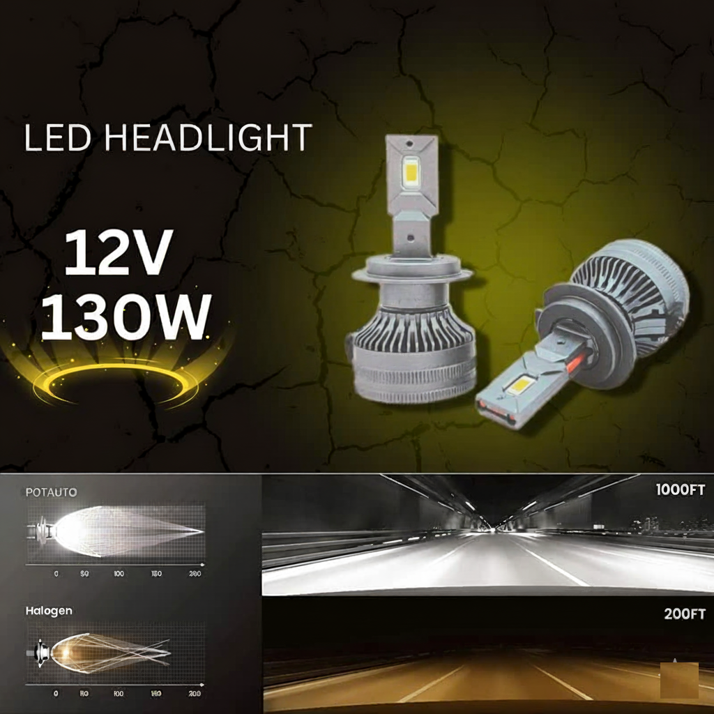 LED Car Headlight Ultra-Bright Bulbs H4-6500K Color Temperature